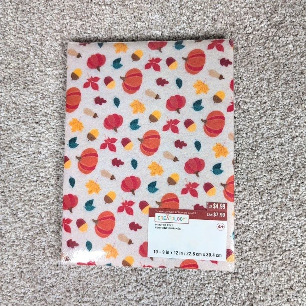 Creatology Thanksgiving Printed Felt Fabric Sheet Fall Harvest Pumpkins
